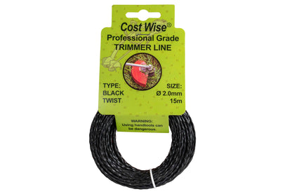 15m Twisted Black Trimmer Line, 2mm