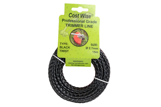 15m Twisted Black Trimmer Line, 2.7mm
