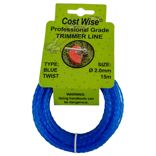 15m Twisted Blue Trimmer Line, 2mm