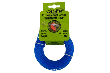 15m Twisted Blue Trimmer Line, 2.4mm
