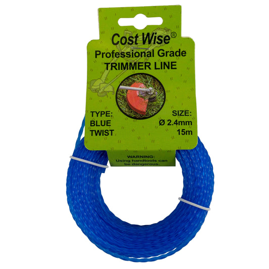 15m Twisted Blue Trimmer Line, 2.4mm