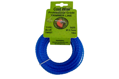 15m Twisted Blue Trimmer Line, 2.7mm