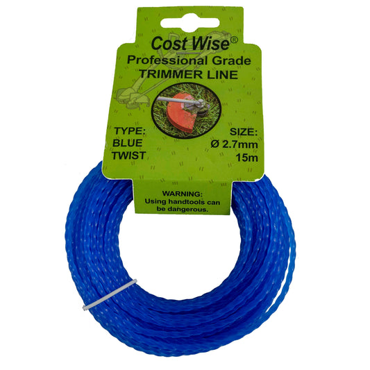15m Twisted Blue Trimmer Line, 2.7mm