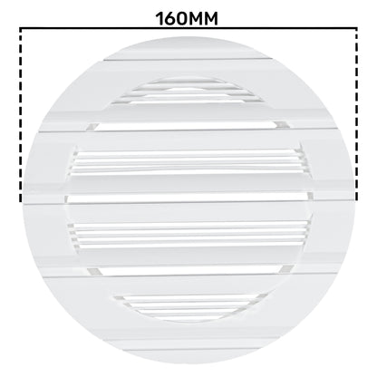 White Round Bella Louvre Vent, 125mm