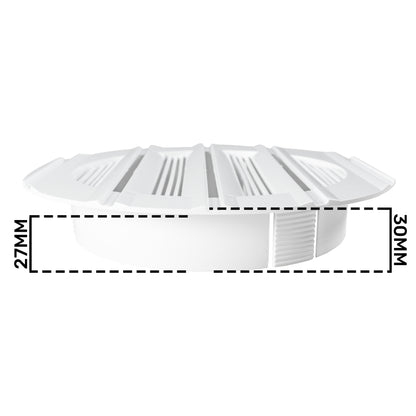 White Round Bella Louvre Vent, 125mm