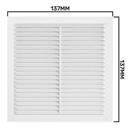 White Louvre Vent with Fly Screen, 140mm x 140mm