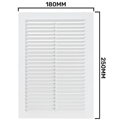 White Louvre Vent with Fly Screen, 180mm x 250mm