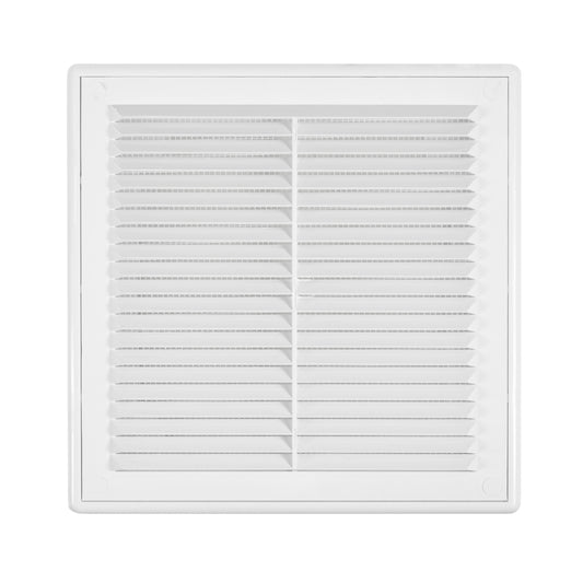 White Louvre Vent with Fly Screen, 210mm x 210mm