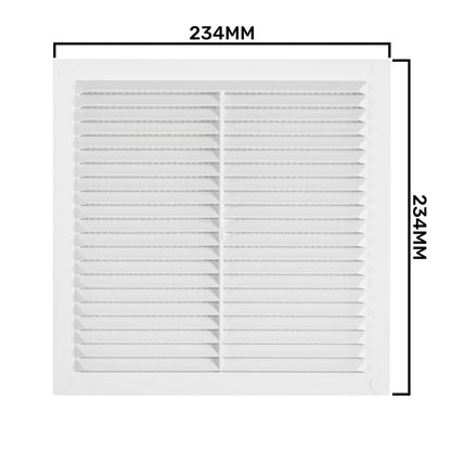 White Louvre Vent with Fly Screen, 235mm x 235mm