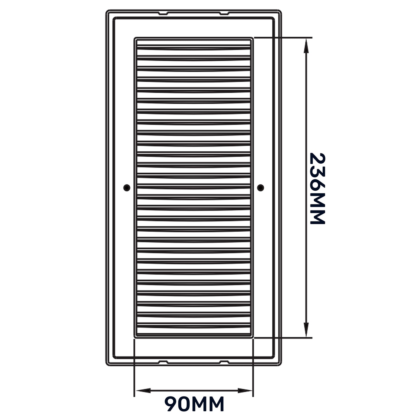 Luxury White Duo Smart Louvre Vent with Fly Mesh, 90mm x 240mm