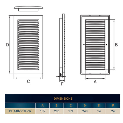 Luxury White Duo Smart Louvre Vent with Fly Mesh, 140mm x 210mm