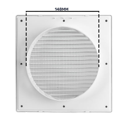 Luxury White Duo Smart Louvre Vent with Fly Mesh, 150mm x 150mm