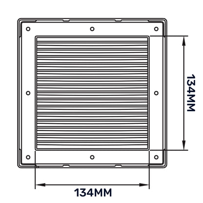 Luxury White Duo Smart Louvre Vent with Fly Mesh, 135mm x 135mm