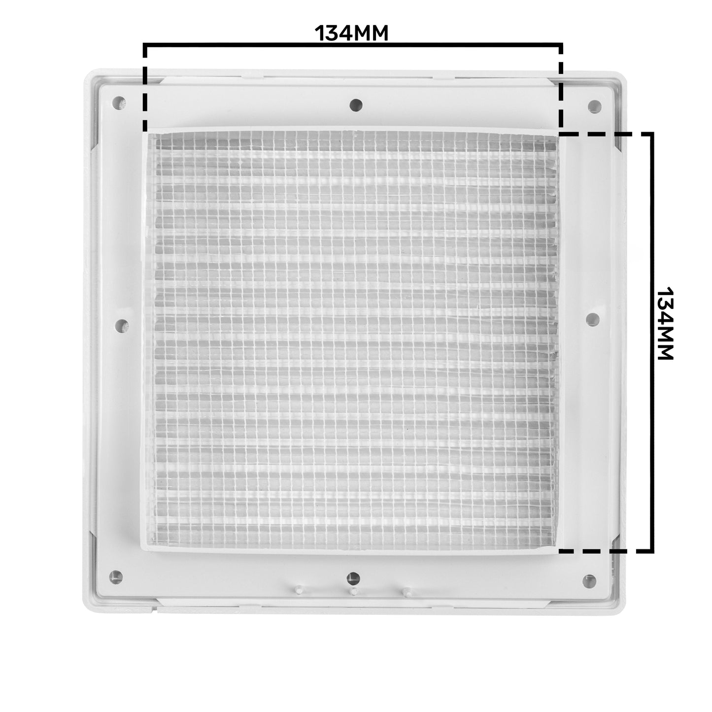 Luxury White Duo Smart Louvre Vent with Fly Mesh, 135mm x 135mm