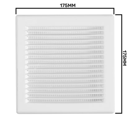 Luxury White Duo Smart Louvre Vent with Fly Mesh, 135mm x 135mm