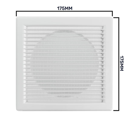 Luxury White Duo Smart Louvre Vent with Fly Mesh, 125mm x 125mm