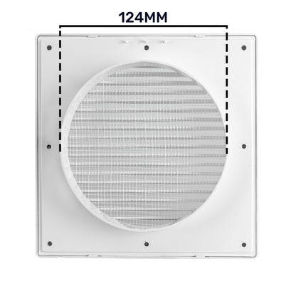 Luxury White Duo Smart Louvre Vent with Fly Mesh, 125mm x 125mm