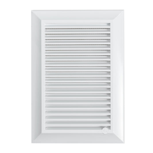 White Duo Smart Louvre Vent with Fly Mesh, 140mm x 210mm