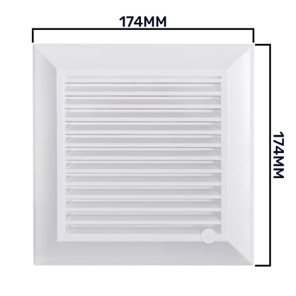 White Duo Smart Louvre Vent with Fly Mesh, 135mm x 135mm