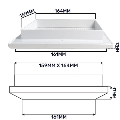White Duo Smart Louvre Vent with Fly Mesh, 165mm x 165mm