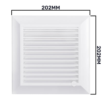 White Duo Smart Louvre Vent with Fly Mesh, 165mm x 165mm