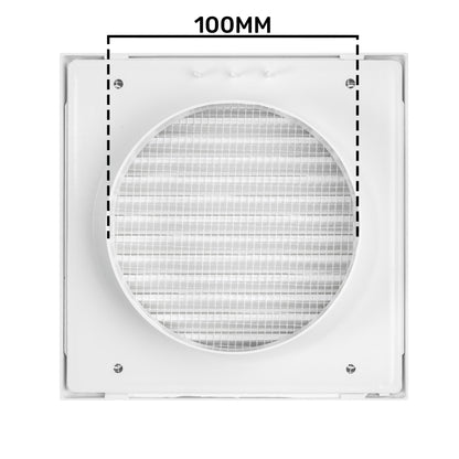 White Duo Smart Louvre Vent with Fly Mesh, 100mm x 100mm