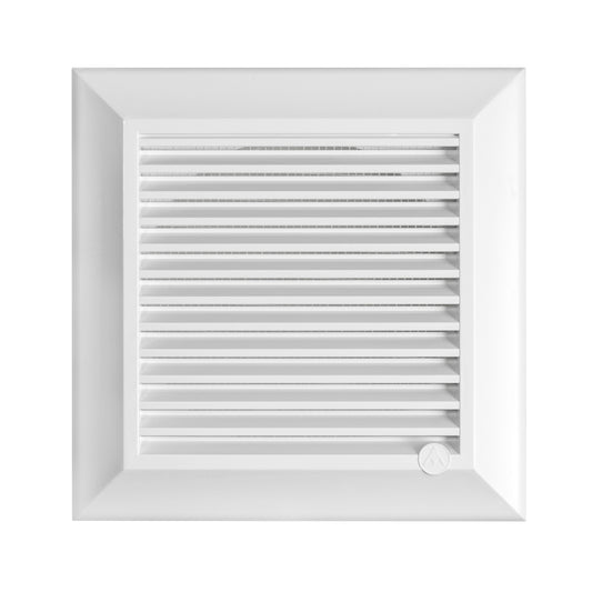 White Duo Smart Louvre Vent with Fly Mesh, 150mm x 150mm
