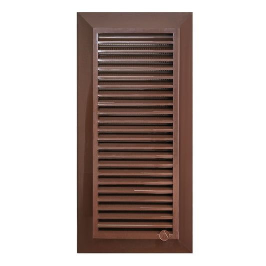 Brown Duo Smart Louvre Vent with Fly Mesh, 90mm x 240mm