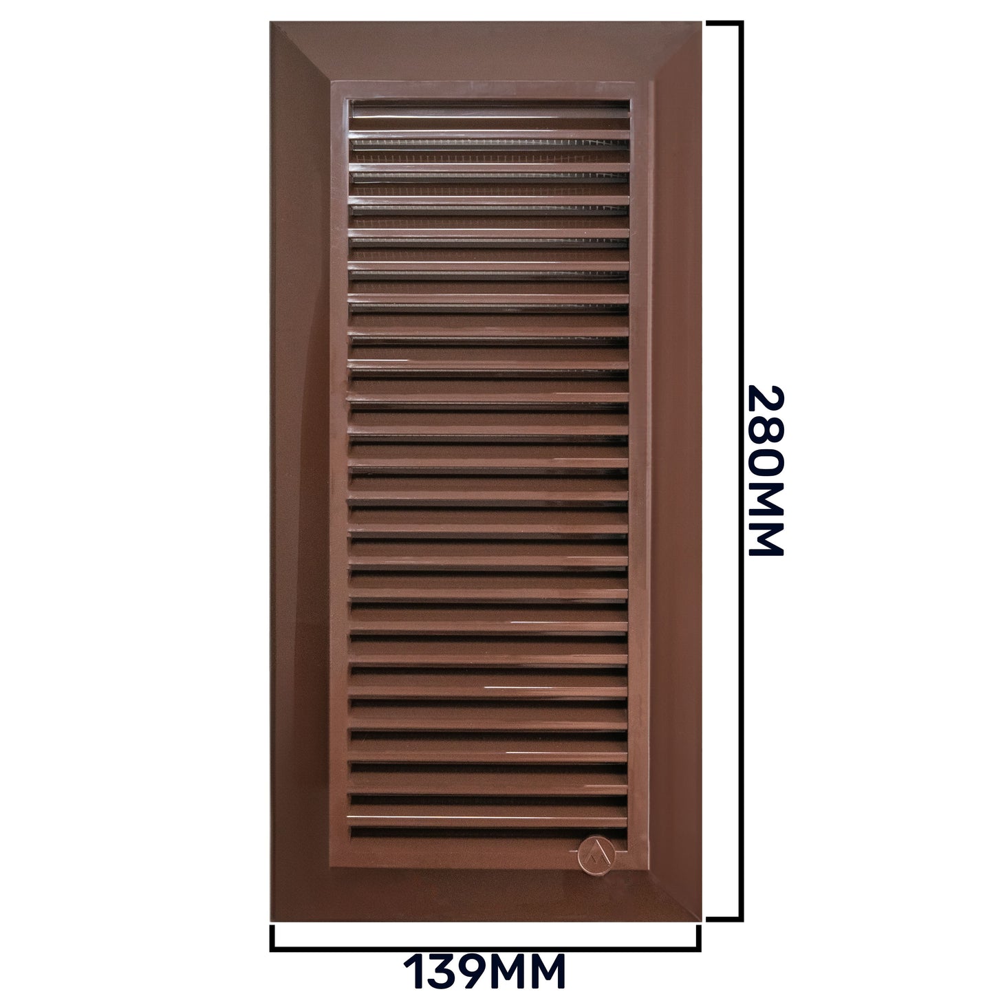 Brown Duo Smart Louvre Vent with Fly Mesh, 90mm x 240mm