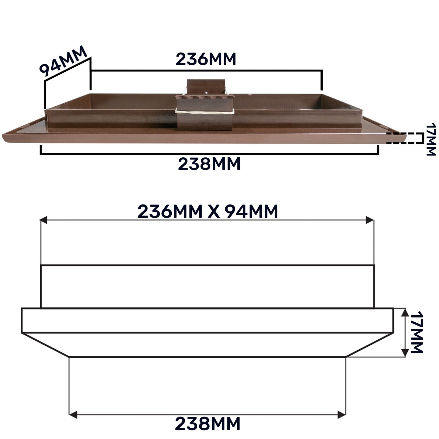 Brown Duo Smart Louvre Vent with Fly Mesh, 90mm x 240mm
