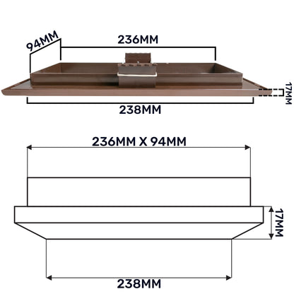 Brown Duo Smart Louvre Vent with Fly Mesh, 90mm x 240mm