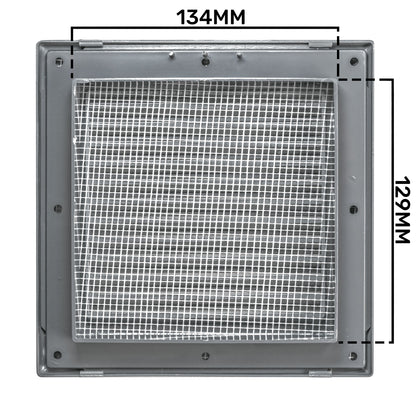 Grey Duo Smart Louvre Vent with Fly Mesh, 135mm x 135mm
