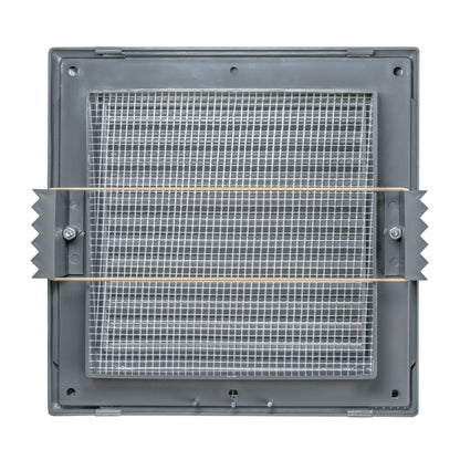 Grey Duo Smart Louvre Vent with Fly Mesh, 135mm x 135mm
