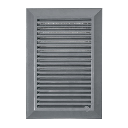 Grey Duo Smart Louvre Vent with Fly Mesh, 140mm x 210mm