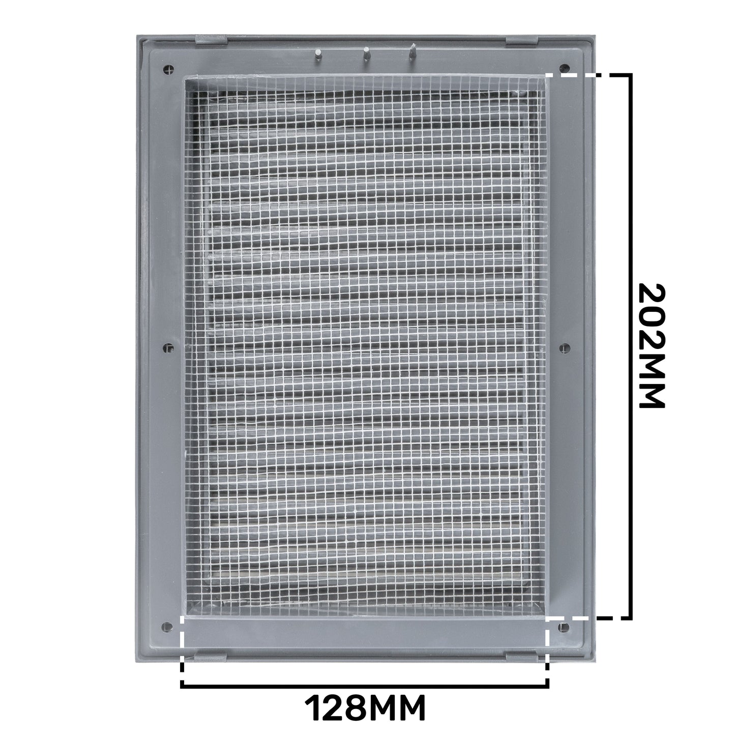 Grey Duo Smart Louvre Vent with Fly Mesh, 140mm x 210mm
