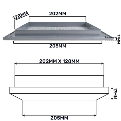 Grey Duo Smart Louvre Vent with Fly Mesh, 140mm x 210mm