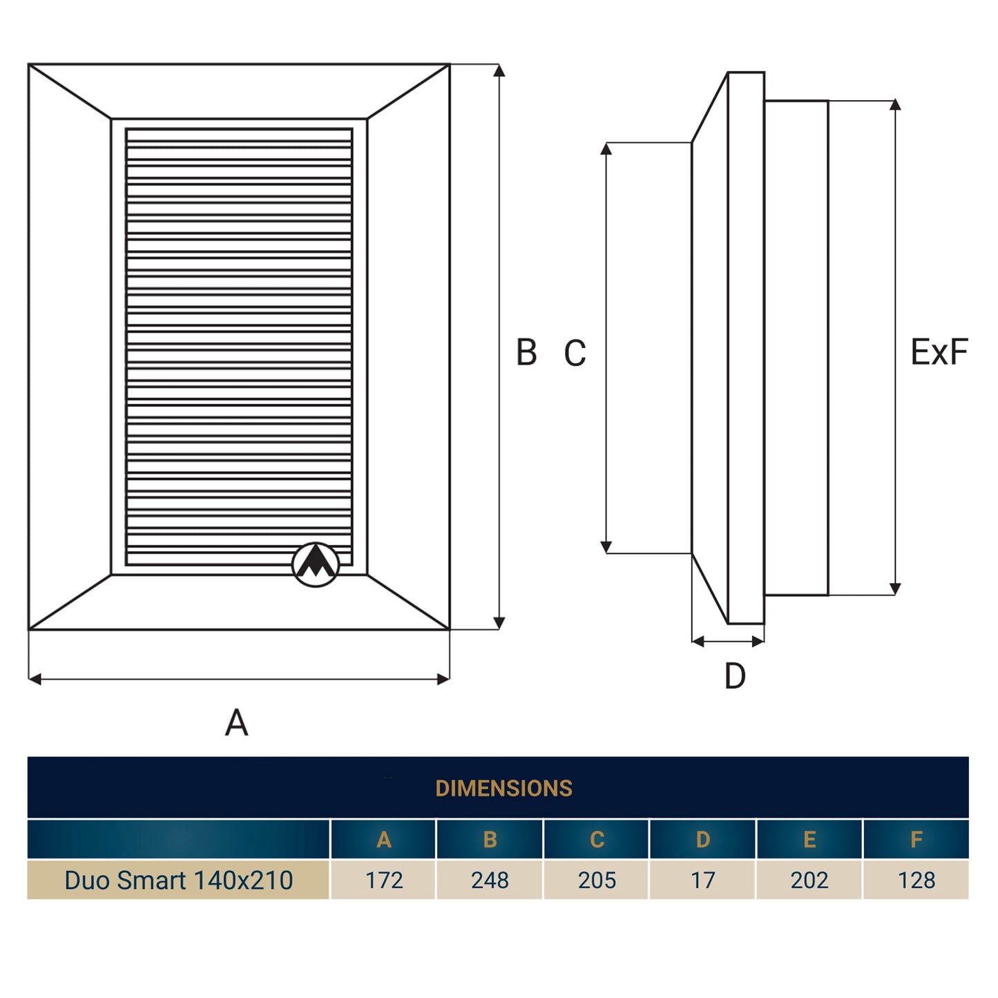 Grey Duo Smart Louvre Vent with Fly Mesh, 140mm x 210mm