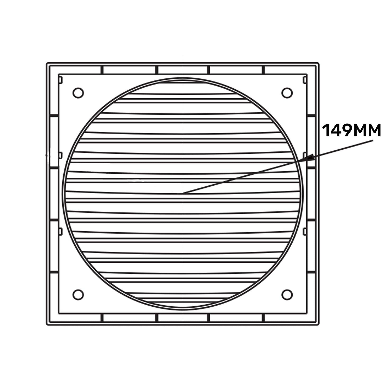 White External Louvre Vent with Fly Screen, 150mm x 150mm