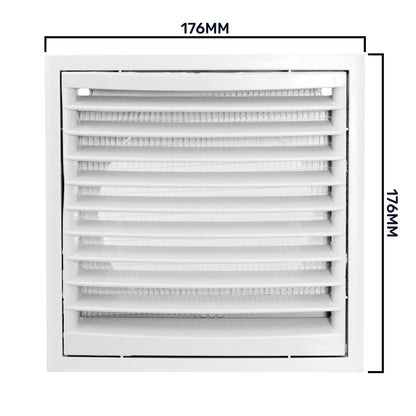 White External Louvre Vent with Fly Screen, 150mm x 150mm