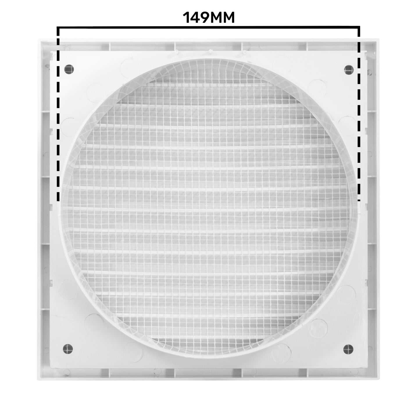 White External Louvre Vent with Fly Screen, 150mm x 150mm