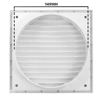 White External Louvre Vent with Fly Screen, 150mm x 150mm