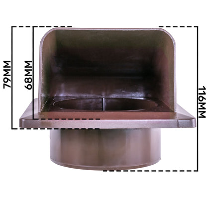 Brown External Louvre Vent with Hood, 100mm x 100mm