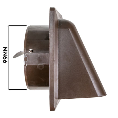 Brown External Louvre Vent with Hood, 100mm x 100mm