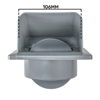 Grey External Louvre Vent with Hood, 100mm x 100mm