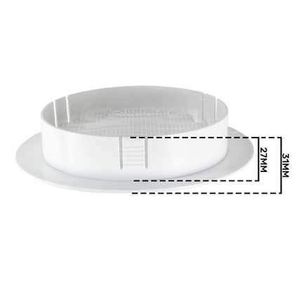 White Round Louvre Vent with Fly Mesh, 125mm