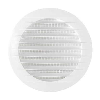 White Round Louvre Vent with Fly Mesh, 150mm
