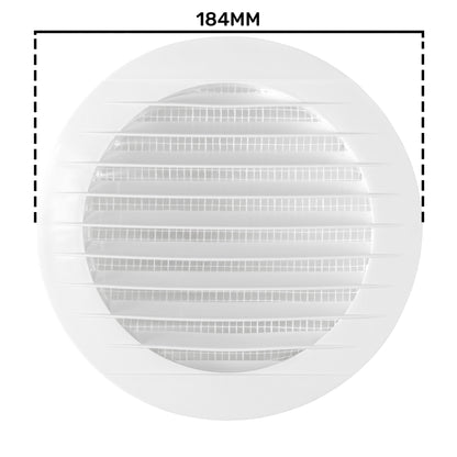 White Round Louvre Vent with Fly Mesh, 150mm