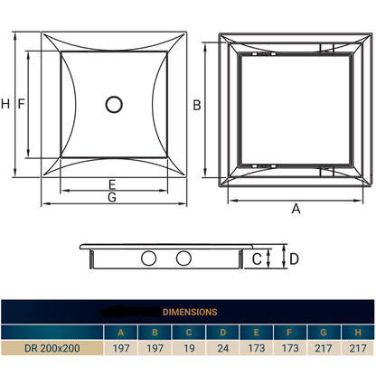 White Access Panel Service Door, 200mm x 200mm