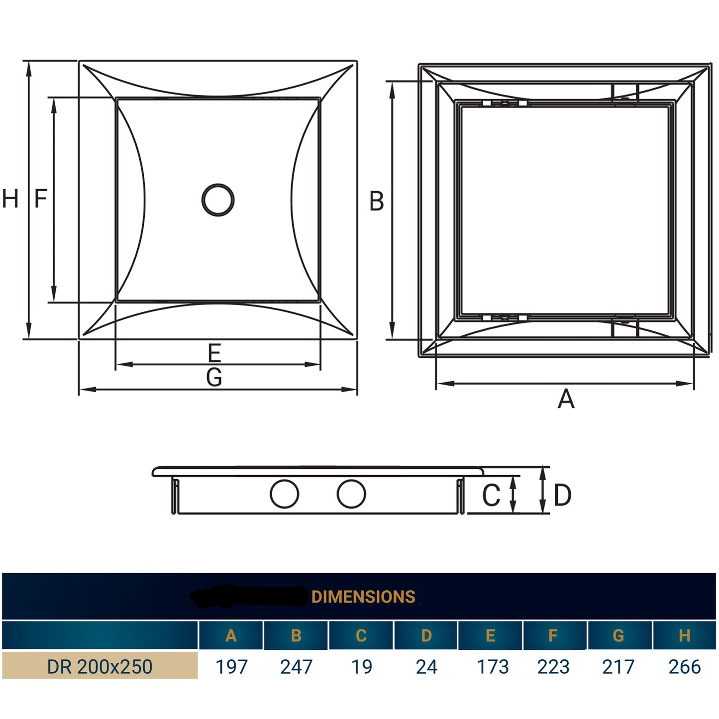 White Access Panel Service Door, 200mm x 250mm