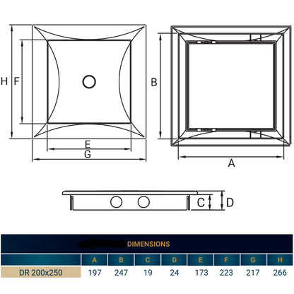 White Access Panel Service Door, 200mm x 250mm